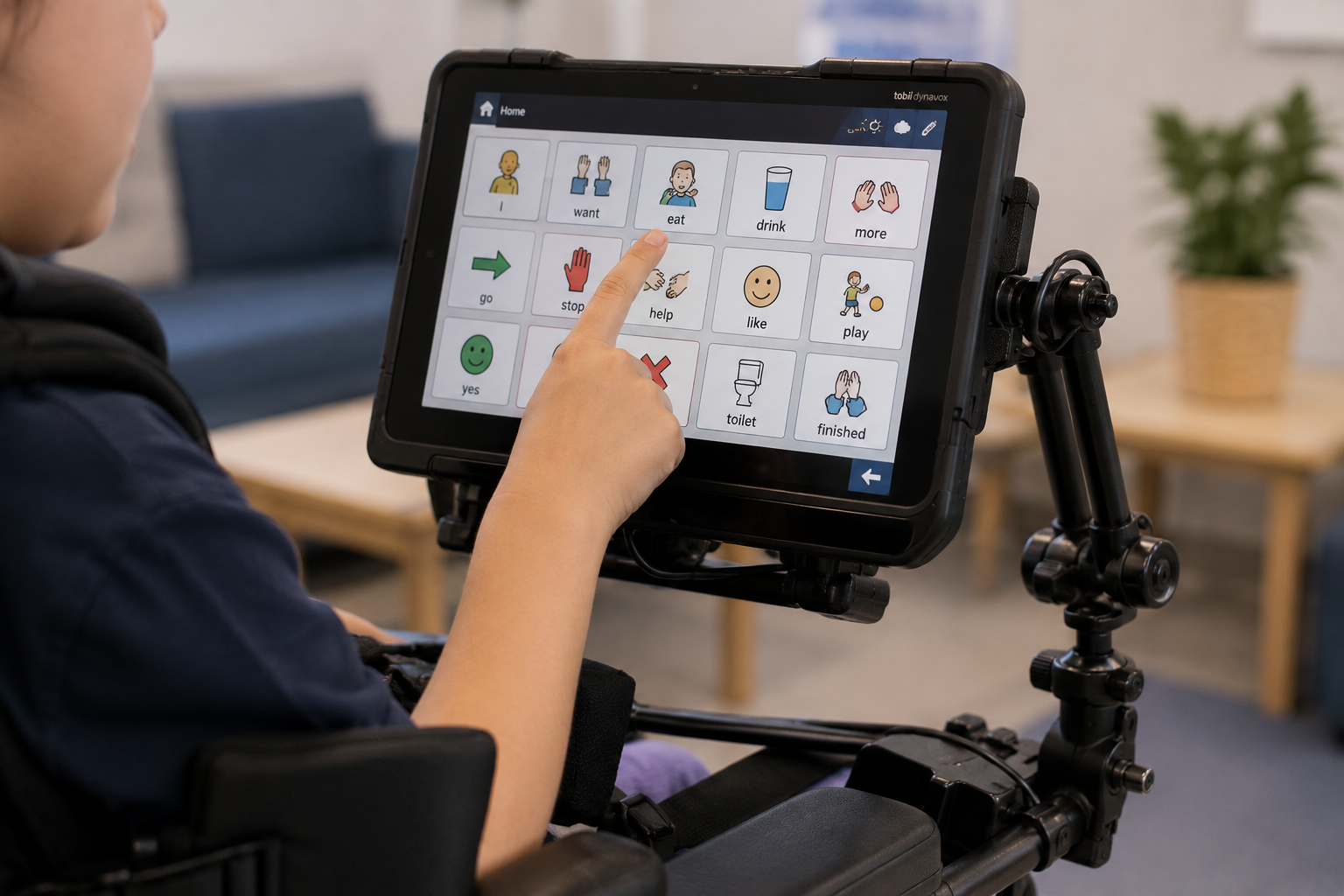 AAC communication device being used in therapy