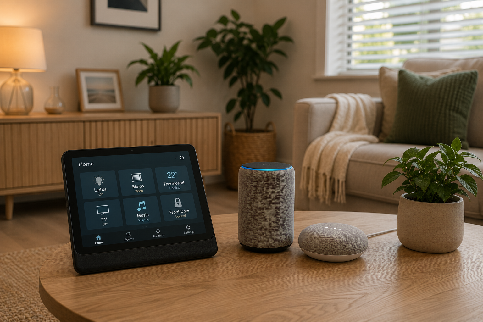 Smart home environmental control system on tablet