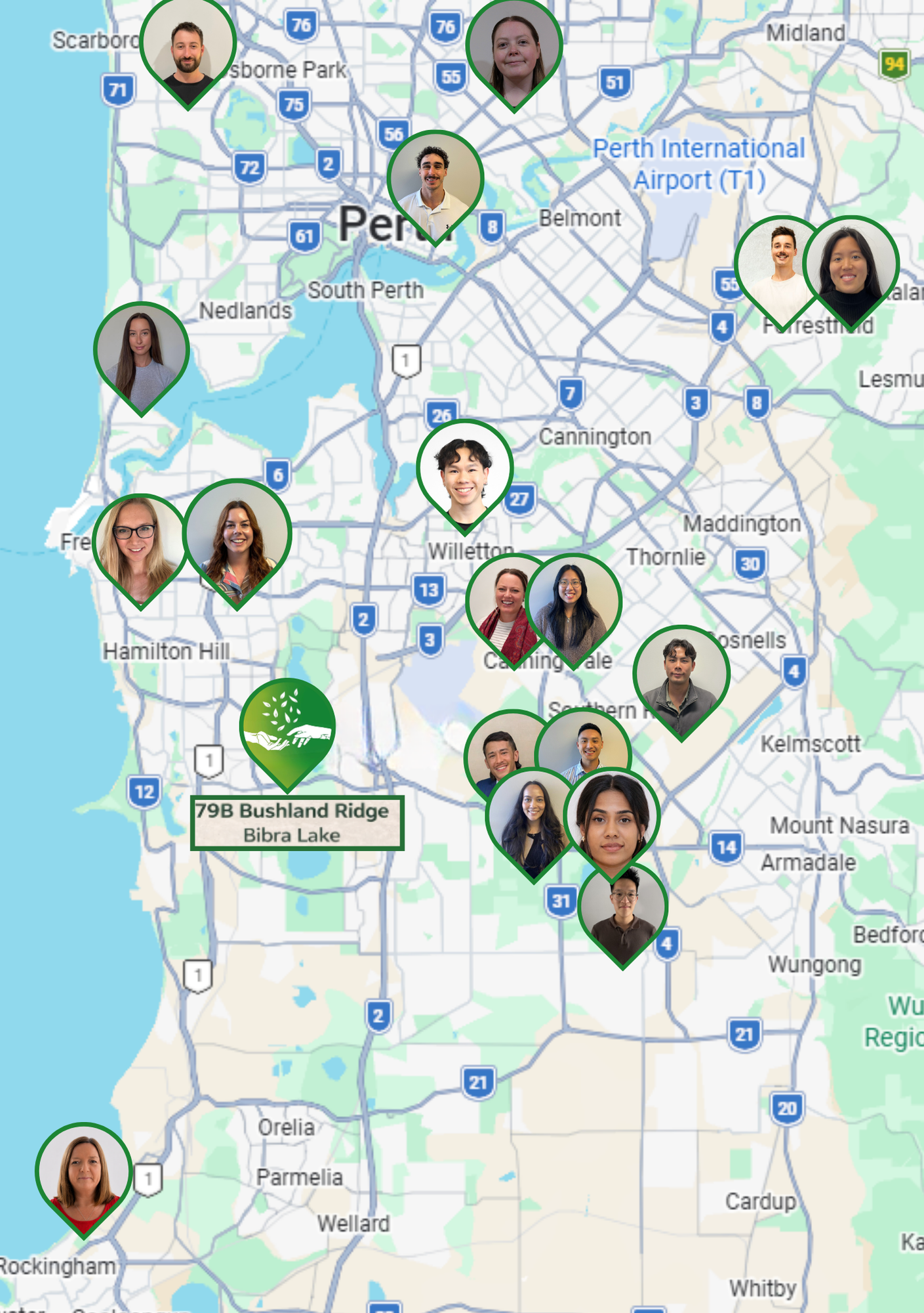 Occupational Therapy clinician base locations across Perth